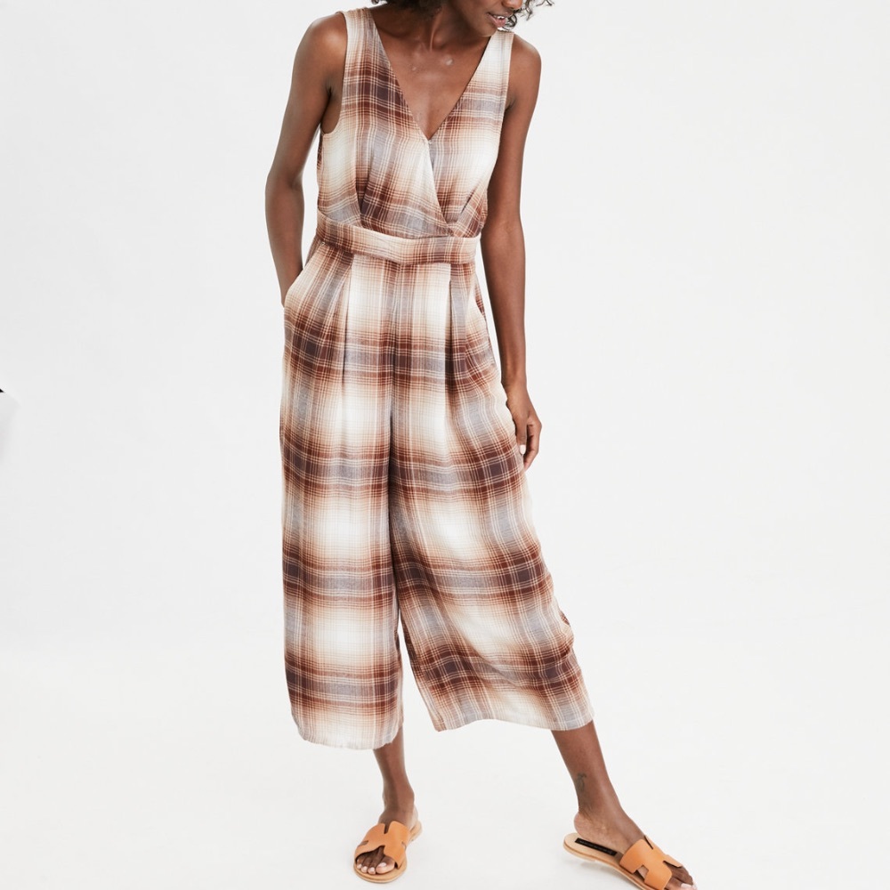 American Eagle Plaid Jumpsuit